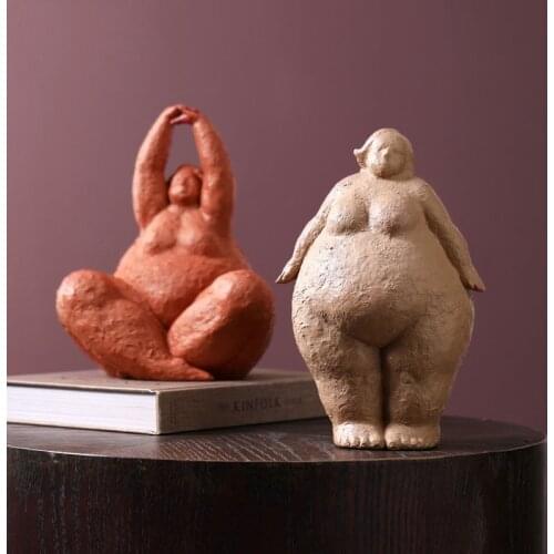 Abstract Fat Lady Figurines Vintage Woman Statue Tabletop Resin Crafts Gifts Home Decoration Ornaments Creative Figures