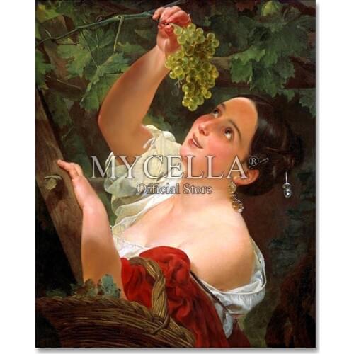 5d Diy Diamond Painting Woman Picking Grapes Crystal Diamond Embroidery Cross Stitch Full Square Needlework Home Decoration