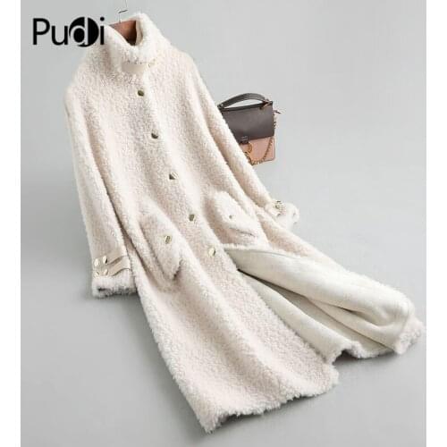 Aorice women real wool fur coat jacket winter warm female girl real sheep shearing over size parka coats A19096