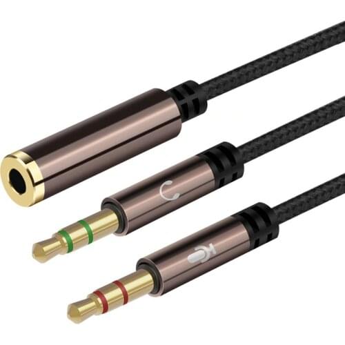 3.5mm Jack Audio Cable Female to 2 Male Splitter for Headphone To PC Laptop Aux Extension 1m 3.5 mm Interface Support Microphone