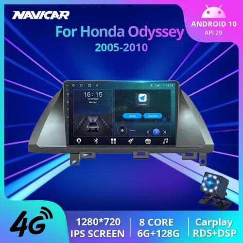 2DIN Android10.0 Car Radio For Honda Odyssey 2005-2010 Auto Radio Car Stereo GPS Navigation Bluetooth Player Carplay NO 2DIN DVD