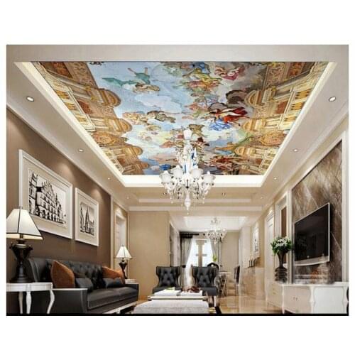 Free shipping custom mural 3d non-woven wallpaper European style ceiling ceiling frescoes Ceiling mural home decoration