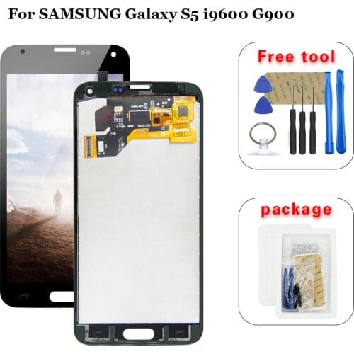 100% Tested LCD For SAMSUNG Galaxy S5 i9600 G900 G900F G900A LCD Digitizer Touch Screen Panel Assembly + Free Tools