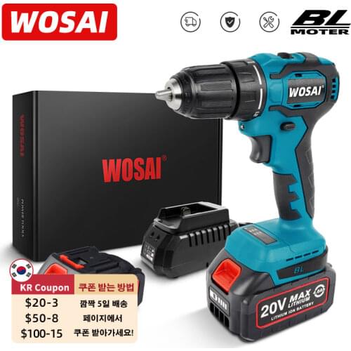 WOSAI MT-Series 20V Electric Brushless Drill Cordless Screwdriver 50NM Drill Machine 4.0Ah Battery Power Tools