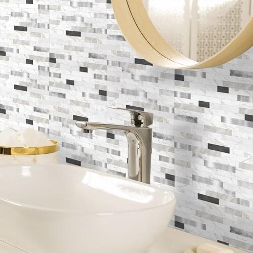 Funlife Mosaic Vinyl Tile Sticker For Kitchen Bedroom PVC DIY Self-adhesive Backsplash Panel Wallpaper Art Home Decoration