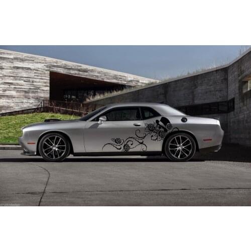 For 2xDesign Rose Skull Thorn Graphic Decal Sticker Van Truck Vehicle SUV Tribal Car styling