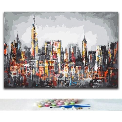 DIY paints By Numbers Ancient city buildings abstract pictures paintings colorings with kits for hoom wall decor