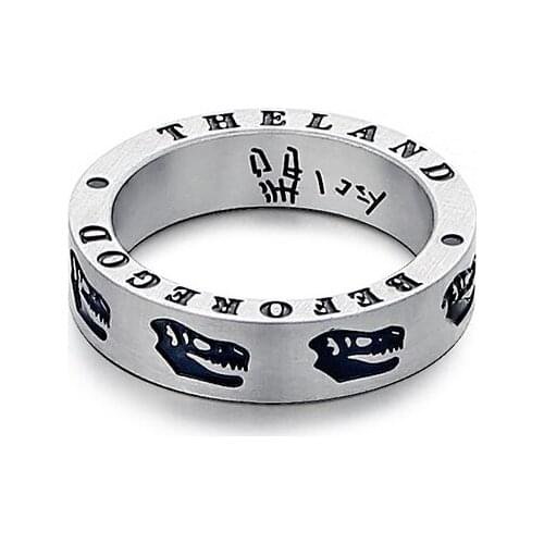 Flip Ring Original Diamond Design Round Hip-Hop Letters Double-Sided Titanium Steel All-Match Trend Accessories