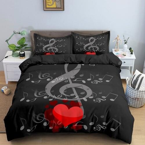 3D Bedding Set Musical Note Duvet Cover Sets Comforter Cover Twin Queen King Size for Kids Comfortable Bedclothes Home Textile