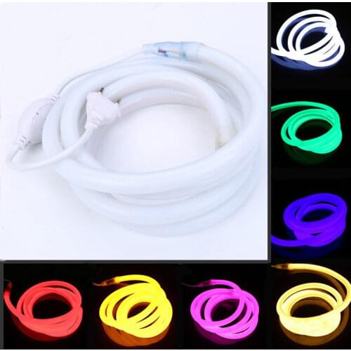 360 Degree Round LED Neon Strip Flexible Light 220V 2835 tape waterproof ip67with power plug RGB warm white blue green red pink