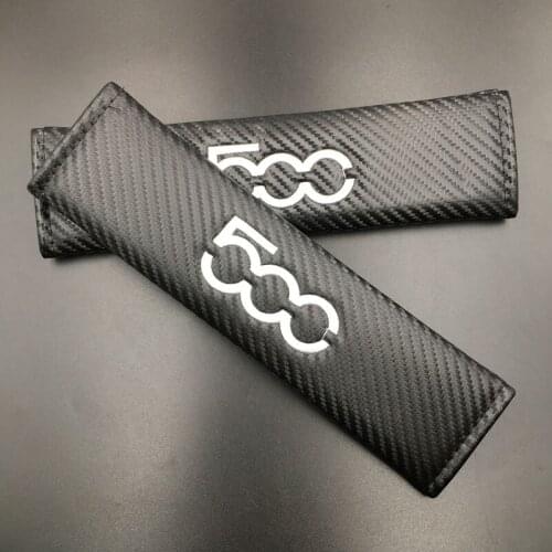 2PCS/Set 500 Logo Car Carbon Fiber Safety Seat Belt Shoulder Guard For Fiat 500 Abarth Punto Bravo Decoration