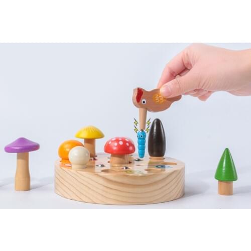 Novelty Woodpecker Catch Worms Game Toy Montessori Kids Educational Toys
