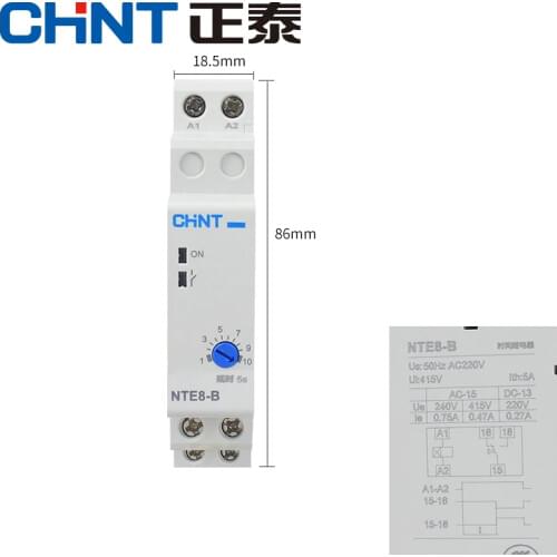 New CHINT NTE8-B 10s 120s 480s CE 24V DC Power On Delay Relay Control-ON delay Time Switch on latitude DIN RAIL DIGITAL timer