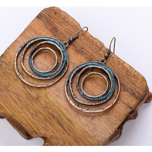 New Arrival Retro Round Drop Earrings Ethnic Pendant Multicolor Fashion Dangle Earring For Women Party Vintage Piercing Jewelry