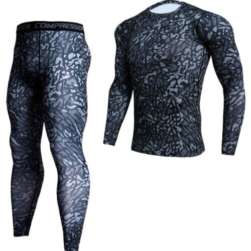 New Compression Quick Dry Tight Tracksuit Men Training Fitness Long Sleeve Shirt Pants Male O-Neck Gym Running Set Sport Suit