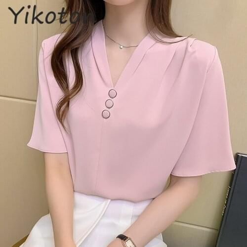 Solid Simplee Chiffon Shirt Kawaii Women Blouses and Shirts Summer 2021 Korean Fashion Tops Casual Ladies Chic Chemise Femme