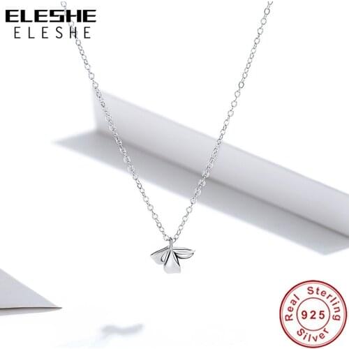 ELESHE New Real Sterling Silver Spring Flower Pendant Necklace Trendy Necklace For Women Wedding Engagement Jewelry Gift