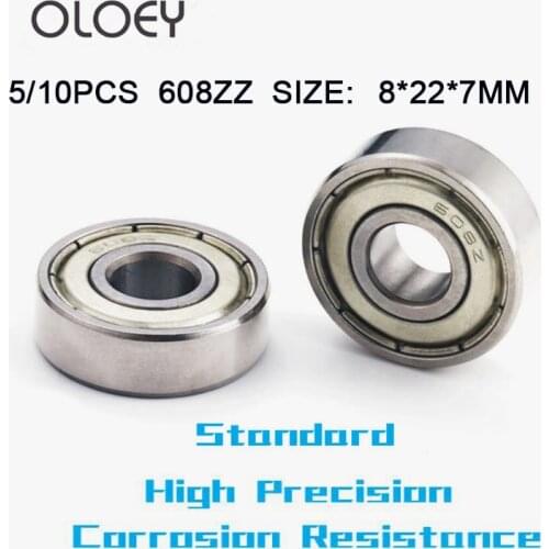 608ZZ Bearing 5/10PCS 8x22x7mm High Quality Ball Bearings 3D Deep Groove Pulley Wheel High Precision Deep Groove Ball Bearing
