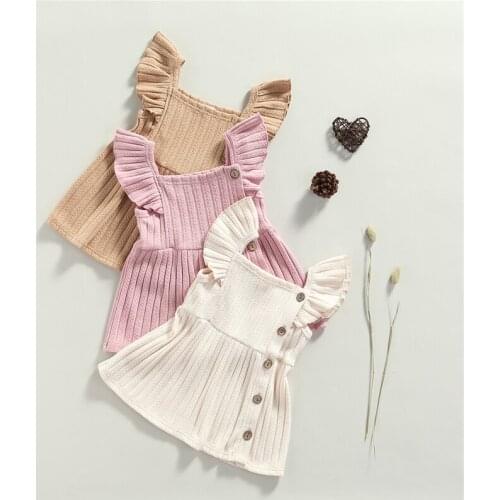 Baby Girls Casual Princess Dress Solid Color Square Collar Fly Sleeve Pink/ Beige/ Khaki