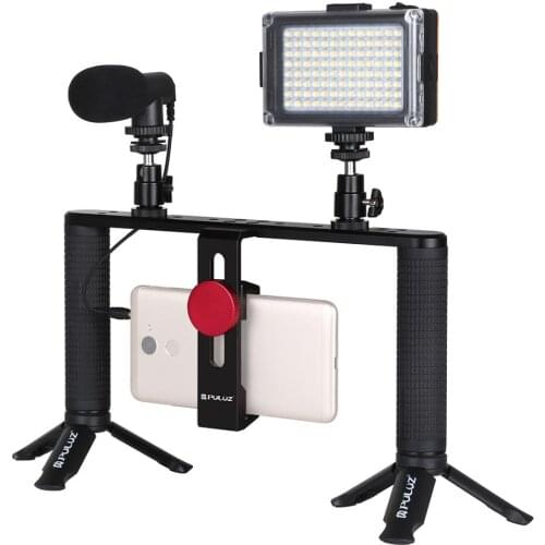 PULUZ 4 in 1 Vlogging Live Broadcast Rig Filmmaking Recording Smartphone video Stabilizer Film Steady Handle Grip Rig For iPhone