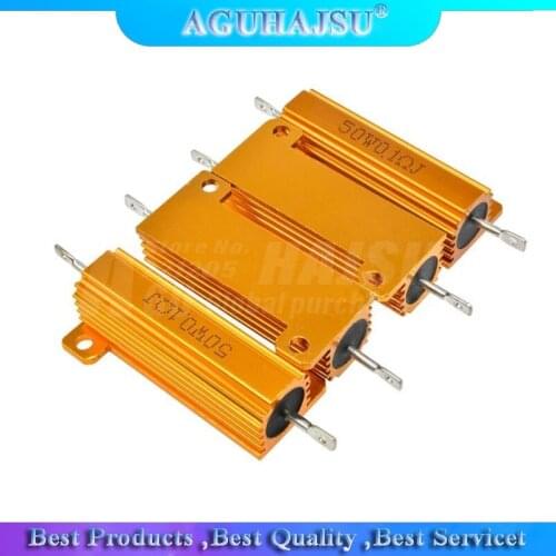 50W Aluminum Power Metal Shell Case Wirewound Resistor 0.01 ~ 100K 0.05 0.1 0.5 1 1.5 2 6 8 10 20 100 150 200 300 500 1K 10K ohm