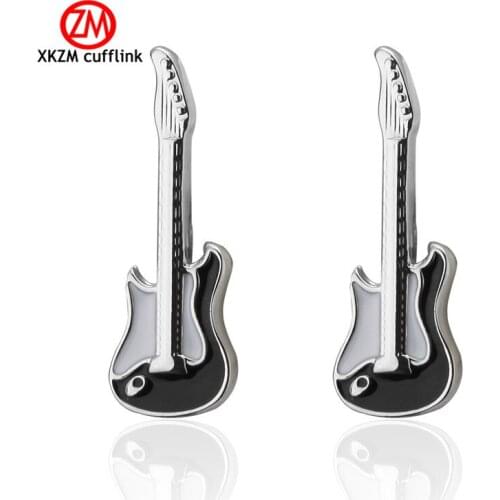 Luxury Men Silvery Black Guitar Cufflinks High Quality Lawyer Groom Wedding Cufflinks For Mens Shirt Cuff Links French Jewelry