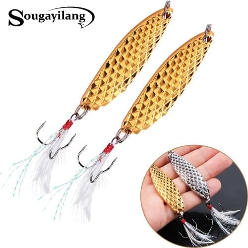 Sougayilang 2pcs Spoon Fishing Lure Baits 10.5cm 15g Jig Lures VIB Hard Baits Sequins Hook Metal Lure Fishing Tackle