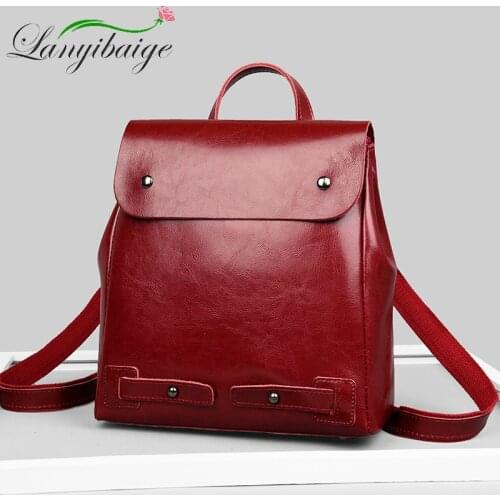 2021New Designer Backpacks For Women High Quality Genuine Leather Female Vintage Backpacks School Bag Travel Bagpack Ladies