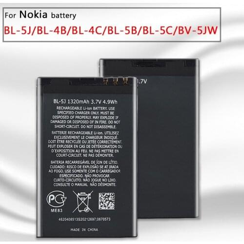 Phone Battery BL-4C BL-5C BL-4B BL-5B BL-5J BV-5JW For Nokia 6100 6300 6260 6136S 2630 5070 C2-01 BL 4C BL 5C BL5C Batteria