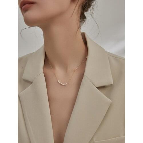 Titanium With 18 K Gold Real Fresh Water Pearl Choker Necklaces Women Jewelry Punk Party Designer Club Cocktail Party Japan