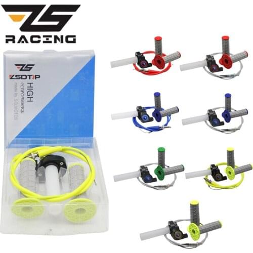 ZS Racing 1/4 Motorcycle Visual Throttle Grips Gas Throttle Handle + Cable + Handle Grips for Honda KTM Dirt Pit Bike ATV Race