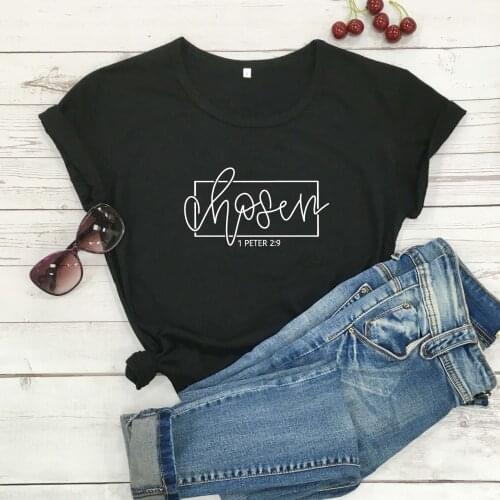 Chosen Hipster Christian Bible baptism personality religion vintage graphic cotton t shirt girl gift grunge tumblr tee tops-L836