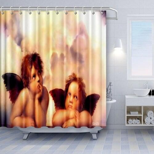 Cute little angel shower curtain waterproof bathrooms modern fixture shower curtain shower curtain set shower curtains Curtain