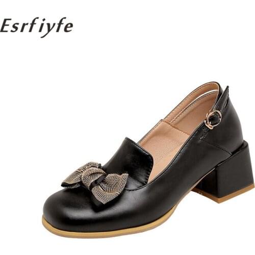 ESRFIYFE 2021 Hot Sale Women Pumps Spring New Fashion Shoes Women High Heel Slip-on Square Toe Metal Decoration Shoes Woman