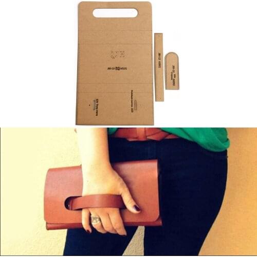 1Set DIY Kraft Paper Template Fashion High Capacity Clutch Handbag Leather Craft Pattern DIY Stencil Sewing Pattern 22cm*12cm