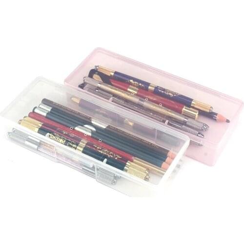 1pc Plastic Tattoo Blade Needle Storage Box Pink White Manual Embroidery Microblading Pen Rectangle Organizer Display Container