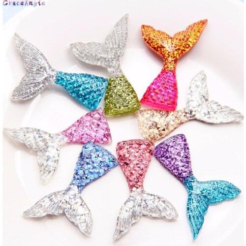 10pcs Fashion Pendant Jewelry Accessories Alloy Fish Mermaid Tail Pendant Mermaid Pendant Alloy Necklaces DIY Sequin Fish Tail