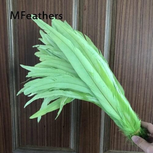 100 PCS 25-30 CM 10-12 Inches Rooster Plumas / Chicken Feather Dyed Apple Green Decorative Feathers Jewelry Handmade Accessorys