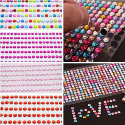 1040pcs/set 3mm DIY Self Adhesive Decal Phone PC Art Bling Crystal Acrylic Rhinestone Scrapbooking Stickers Wall Car Sticker