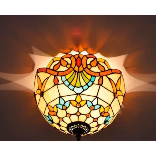 30cm European-Style Vintage Republic Baroque Colored Glass Restaurant Bedroom Corridor Corridor Bathroom Glass Ceiling Lamp