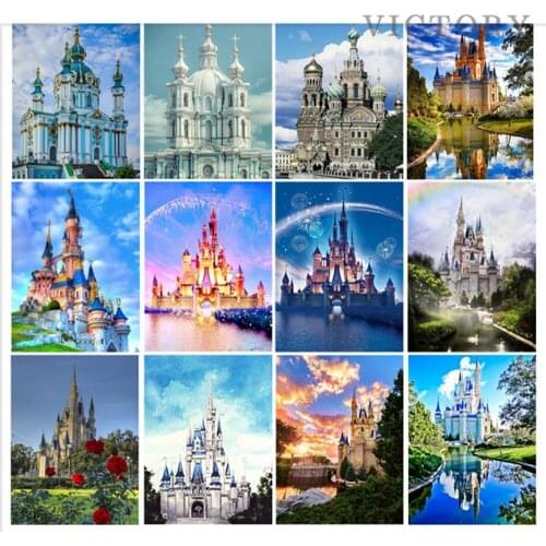 3D Diamond Painting "castle Scenery" European DIY Full Rhinestones Drill Cross-Stitch Kits Square Round Diamond Embroidery