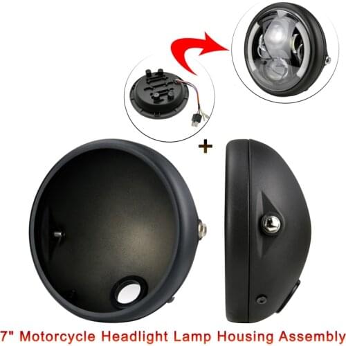 7“ Motorcycle Outside Shell LED Headlight Housing Cover Bucket Headlight Headlamp Adjustable Mount Bracket For Harley Lighthouse