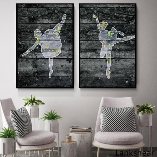 Abstract Retro Nordic Ballet Girl Figure Silhouette Posters Canvas Art Painting Prints Wall Art Pictures For Bedroom Unframed