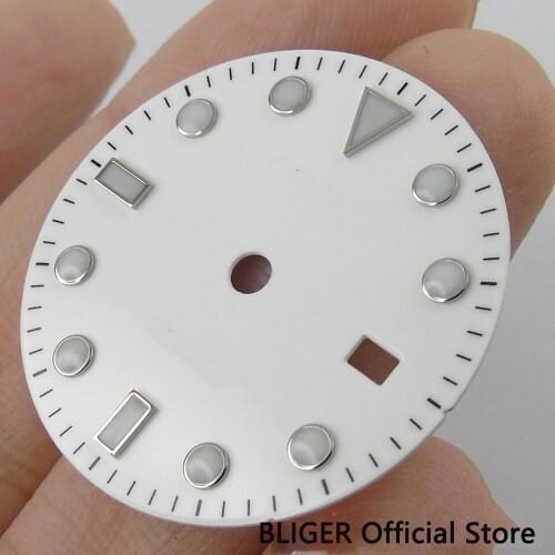 BLIGER 31.3MM High quality white sterile dial luminous marks watch dial fit for Mingzhu 2813 Miyota 8215 8205 821A Movement D11