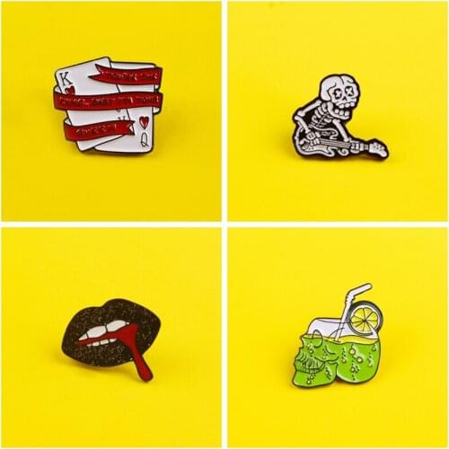 Brooches Punk Icon On The Backpack Set Skull Metal Badges For Clothes Decorative Pin Lapel Pin Bags Badge Gifts Jewelry Enamel