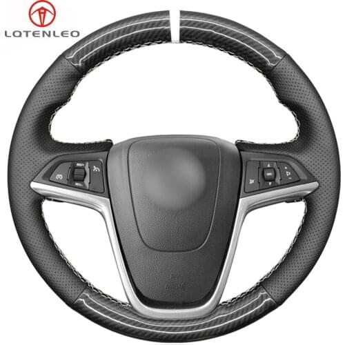 Black Leather Carbon Fiber Steering Wheel Cover for Vauxhall Mokka X 2012-2019 Ampera Astra Cascada 2010-2015 Insignia Meriva