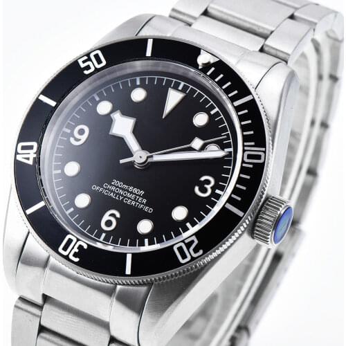 Corgeut 41MM Mens Watch Sapphire Glass Black Dial BEZEL White Lumber Movement Luminou Waterproof Swim Automatic Mechanical Watch