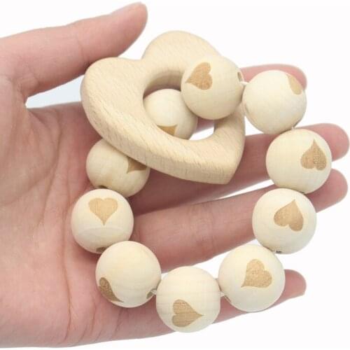 Baby Nursing Bracelets Wooden Teether Silicone Beads Teething Wood Rattles Toys Baby Teether Bracelets Nursing Toys Gifts