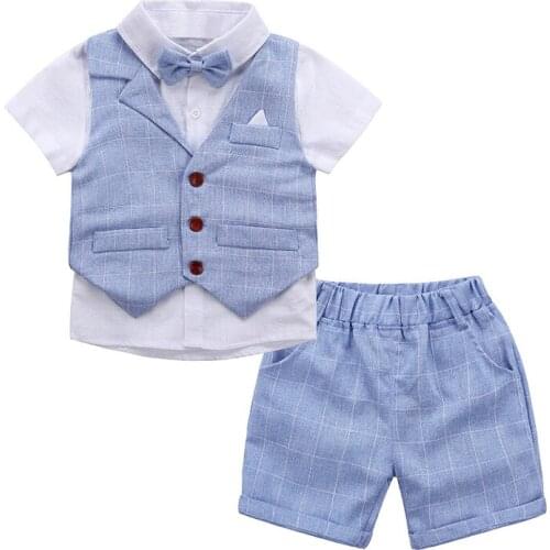 Children Formal Set For Baby Boys Blazers Summer Autumn Single Breasted Short Wedding Wear 3pcs Sets Child Costume Clothing