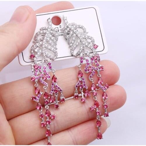 Blachette Jewelry Elegant Shiny Full Crystal Leaf Pendant Womens Earrings Bridal Wedding Long Earrings Brinco Gifts India